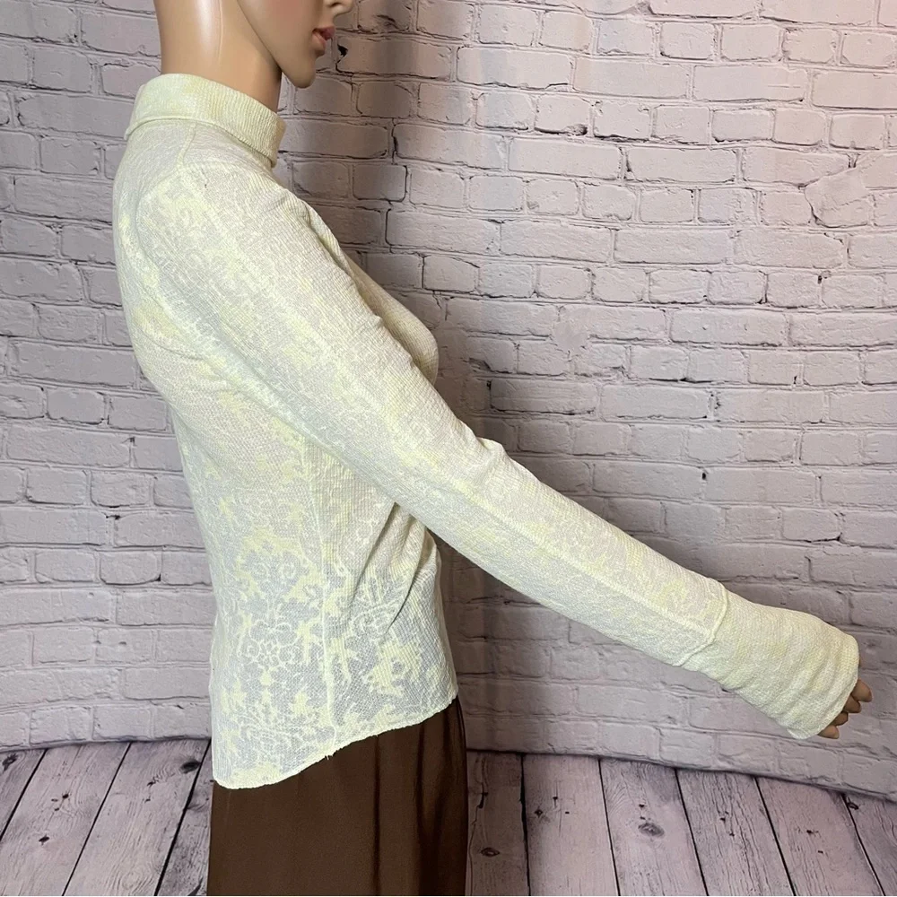 New Free People Light Green You and I Long Sleeve Turtleneck Top Size S